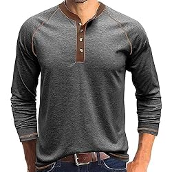 Men's Fashion Henley Shirts Classic Short/Long