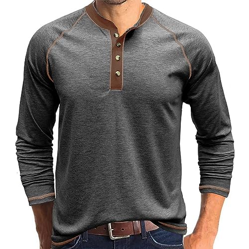 Men's Fashion Henley Shirts Classic Short/Long