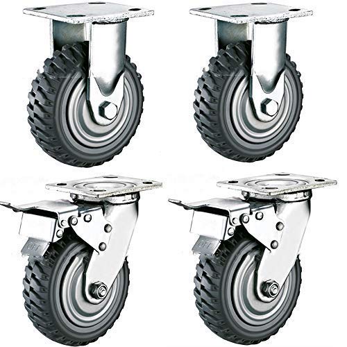 uyoyous 4 Pieces 200 mm Load Capacity of 900 kg Transport Castors Set Industrial Castors Swivel Castors with 360° Ball Bearing Cover Plate Made of Non-Slip Polychloride (2 Brakes)
