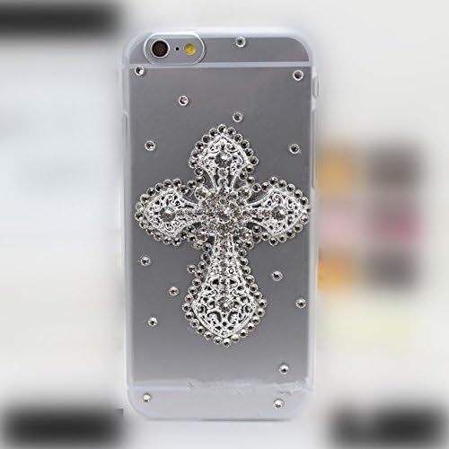 iPhone 6S Case, iPhone 6 Case, MGIFTSHOP Rhinestone Diamond Hard Plastic Plated Slim Case Cover Full Cover Protective Case for Apple iPhone 6S / iPhone 6 [Bling Saint Cross]