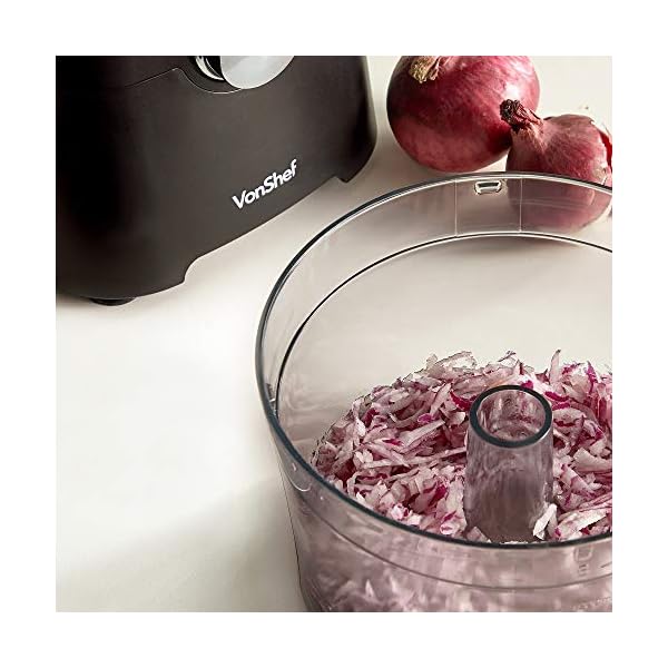 VonShef-Food-Processor--750W-Multifunctional-8in1-Chopper-Knead-Dough-Blender-Citrus-Juicer-Shredder-Slicer-Emulsifier-Grater--Features-2-Speeds-Pulse-Controls-2L-Mixing-Bowl-18L-Jug VonShef Food Processor – 750W Multifunctional 8in1 Chopper, Knead Dough, Blender, Citrus Juicer, Shredder, Slicer…