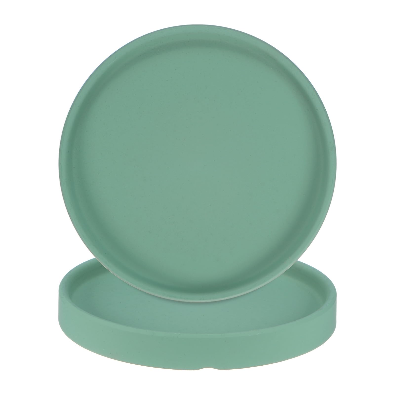M METERXITY 2-Pack Ceramic Plant Saucer, 6.3 Inch 16cm Plant Water Catcher Tray, Plant Pot Saucers for Indoor/Outdoor Plants/Flower Drainage Drip Water Tray [Round Dark Green]