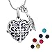ALUCKY Heart Pendant Aromatherapy Essential Oil Diffuser Necklace For Women with 7 Multi-Colored Lava Stones and 24