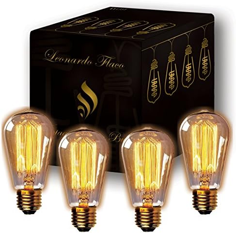 Leonardo Flaco Vintage Edison Light Bulb Dimmable (4 x Pack) 60W - E26 Extra Durable