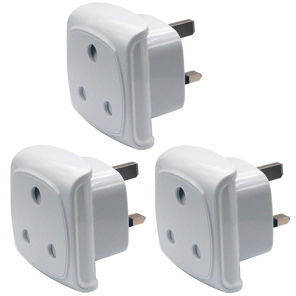 South Africa Plug Type M (NOT for Indian Type D plug) Adapter Convert to UK Socket, 13A Fuse with Safety Shutter (3 Pieces White)