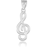 Music Jewelry 925 Sterling Silver Treble Clef Pendant Necklace with Rolo Chain and Pendant only