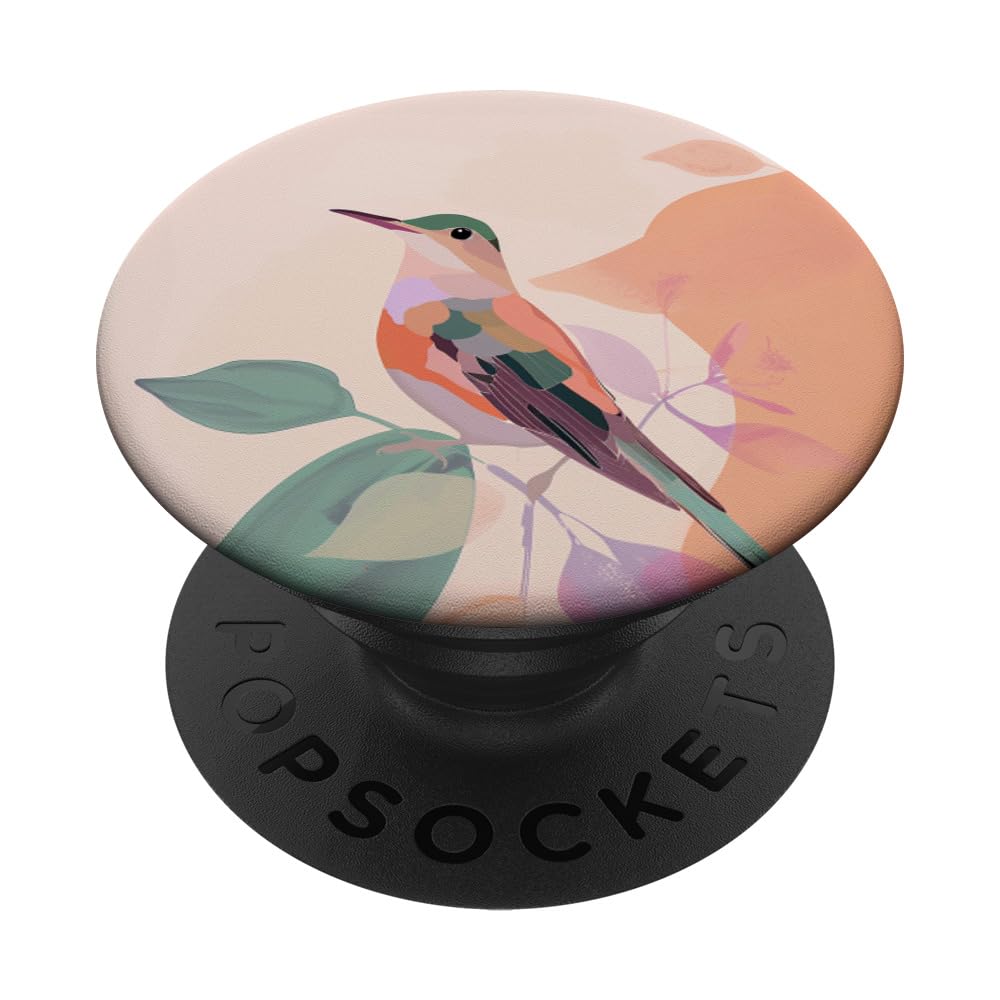 Cute Floral Bird Multicolor Pastel Hermit Thrush PopSockets Swappable PopGrip