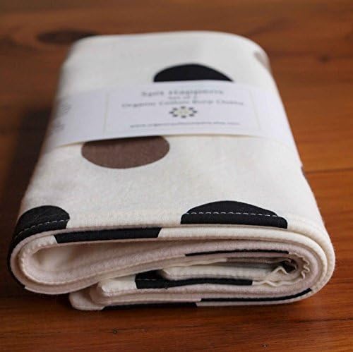 Organic Burping Cloths (Set of 2), Black and Grey Polka Dots