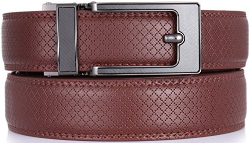 Marino Men's Genuine Leather Ratchet Dress Belt with Open Linxx Leather Buckle, Enclosed in an Elegant Gift Box - Brown - Style 162 - Custom: Up to 44" Waist