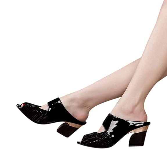 Pingtr - Damen Sandalen - Damen Sandalen gemischte Farben Platz High Heels Slipper Fisch Mund Schuhe