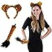 Funny Party Hats Lion Ears and Tail Set - Lion Costume - Ears Headband (Tiger Ears & Tail)