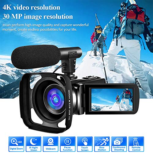 Videocmara-4K-Videocamara-Ultra-HD-WiFi-Videocmara-Digital-con-Micrfono-Full-HD-300MP-Cmara-de-Video-de-Visin-Nocturna-16X-Zoom-Digital-Pantalla-Tctil-de-30-Pulgadas-con-Parasol