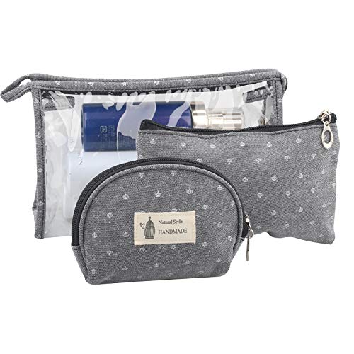 3 Pieces Small Makeup Bags for Purse, Travel Clear Cosmetic Bag, Small Pouches Toiletry Bag (Grey) 2 3 Pieces Small Makeup Bags for Purse, Travel Clear Cosmetic Bag, Small Pouches Toiletry Bag (Grey)
