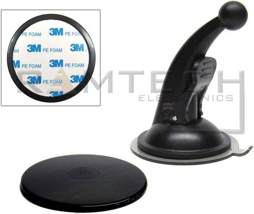 Ramtech Large Suction Cup + Dash Mount Disc Car Mounting Kit for Garmin Drive Smart