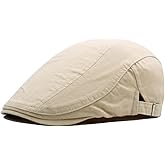 Quanhaigou Men's Cotton Flat Ivy Gatsby Newsboy Driving Hat Adjustable Irish Cabbie Ivy Driving Hunting Cap