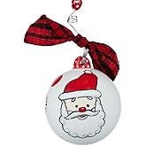 Glory Haus, Christmas Ornament, Hand Painted, Ceramic Ball (Peppermint Santa)