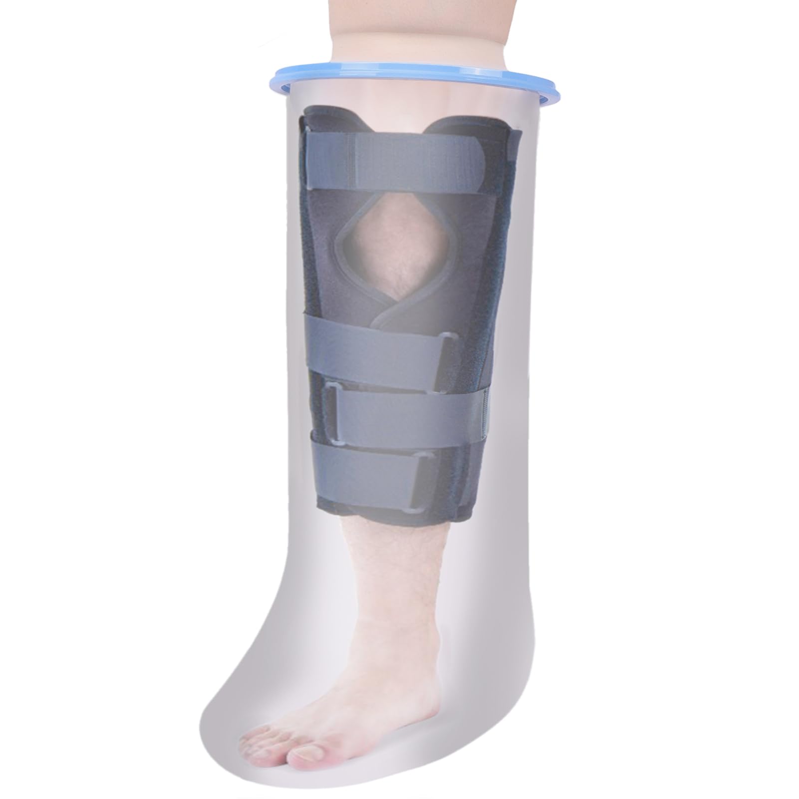 Apasiri Cast Cover Half Leg for Shower, Reusable Waterproof Cast Protector for Adult Leg, Knee, Ankle, Foot, 100% Watertight Seal Cast Bag Keep Your Cast Dry In The Shower, Clear