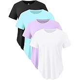 Star Vibe Women's Quick-Dry Short Sleeve Workout T-Shirt UPF 50+ Sun Protection Athletic Top for Yoga Gym Running 4 Pack