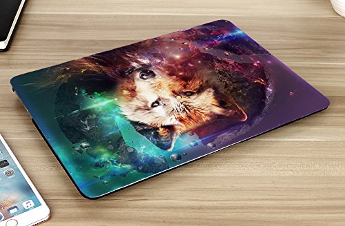 HRH Lone Wolf Pattern Design Laptop Body Shell Protective Rubberized Hard Case for Apple MacBook Air 11 inch 11.6"(Models: A1370 and A1465)