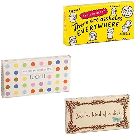 BlueQ Cussing Gum 3-Pack Bundle - You're Kind of a Dick, Fck It, Assholes Everywhere