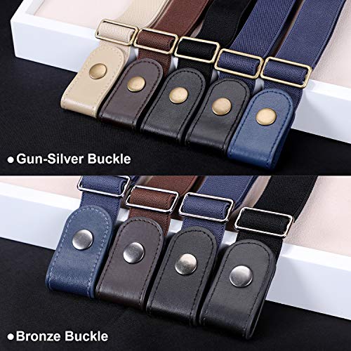 No Buckle Belt No-show Buckle Unisex Adjustable Elastic Belt for Women Men By WERFORU