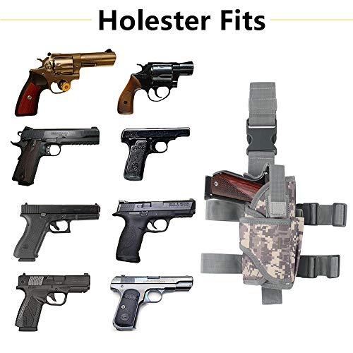 EnriQ Drop Leg Holster Tactical Thigh Airsoft Holster/Firearm Holster/Handgun Holder with Mag Pouch Adjustable Pistol Holster Leg Gun Holster for All 1911 Glock 17/19/20/21/23/26/27 More (ACU)