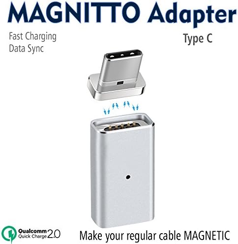 USB Type C Adapter MAGNITTO, Magnetic Aluminum USB C to Micro USB Convert Connector for Samsung Galaxy Note 8 S8 Plus Google Pixel XL Nexus 5X 6P LG G5 G6 V20