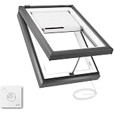 Velux VCM 2234 2004S VCM Manual Venting Curb Mount Skylight with Laminated LowE3 Glass and Solar Room Darkening Shade - (Outside Curb: 25.5 x 37.5 in) - Gray Frame/Clear Glass