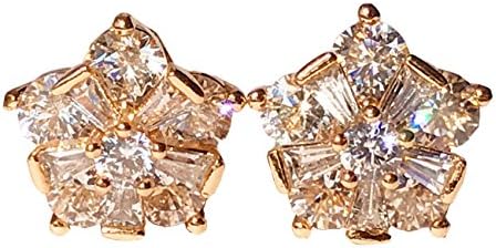 18K gold plated stud earrings flower Floral Ear Studs Filigree Vintage Earring