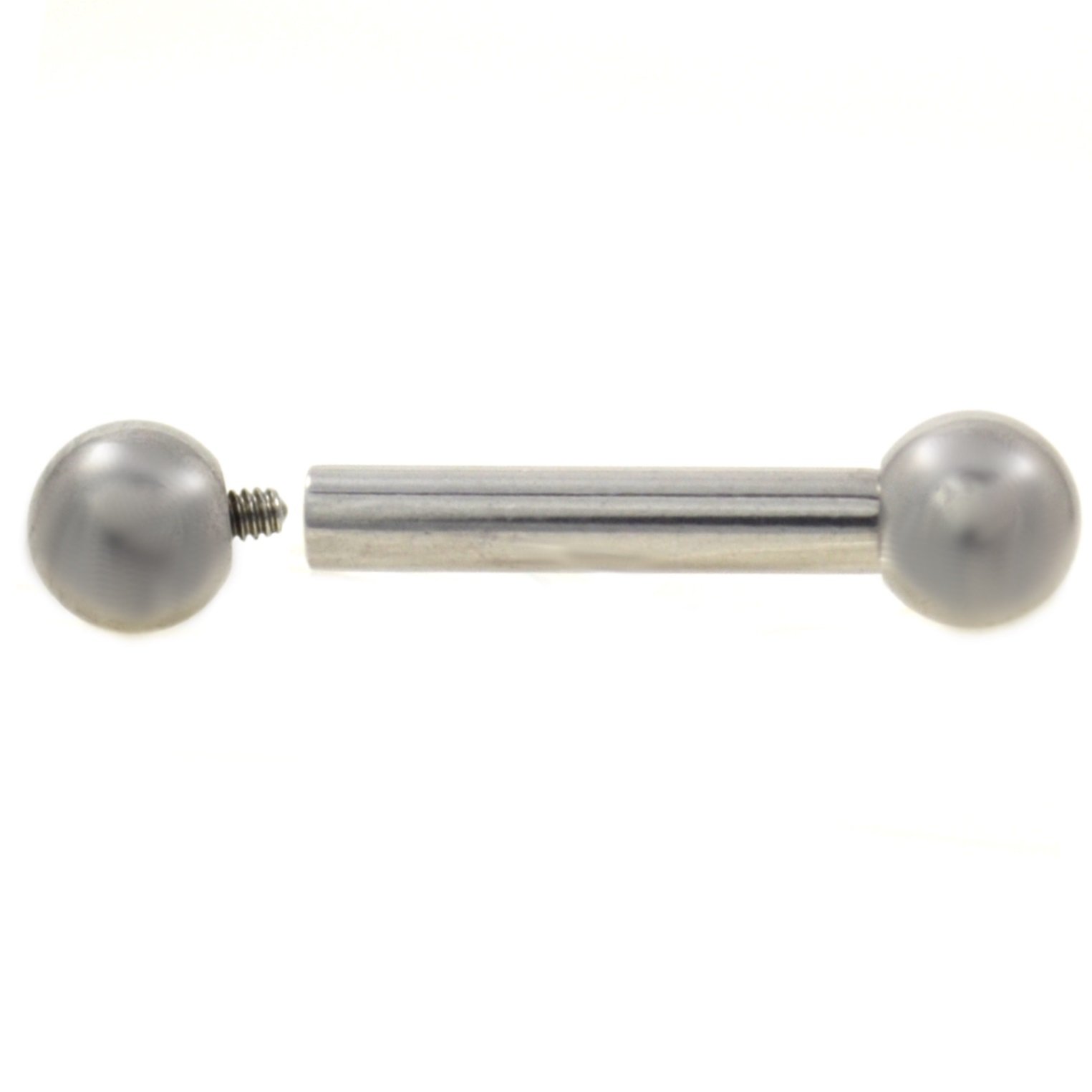 Stainless Steel Straight Piercing Barbell w/Internally Threaded Balls Big Gauge for Stretched Piercings