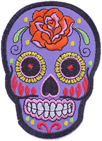 candy skull candy skull patch patches skull purple rose