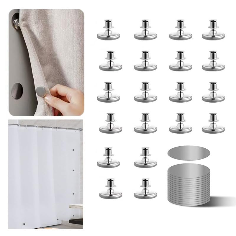 Photo 1 of Curtain Magnets Closure,20 Pcs Magnetic Curtain Clips for Indoor Outdoor Curtains Prevent Light Leaking,Magnetic Shower Curtain Clips for Side of Shower, 10 Pair, Plus Size