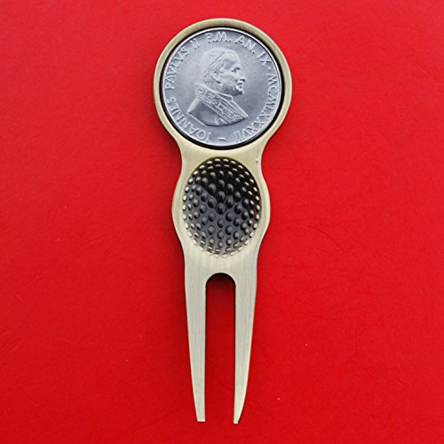1987 Vatican 50 Lire John Paul II BU Uncirculated Coin Golf Ball Marker Divot Tool - Mother Mary Protecting Kneeing Sinners - Thumbnail 4