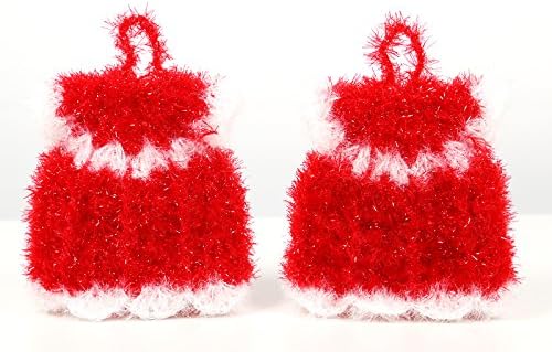 Santamom Multi-Use Non-scratch Scrubber Dish Sponge / Dish Rag Cloths / Brush Cleaning scrubber for Bottles, Cups, Mugs, Tumblers, Stemware / Kitchen Dishwashing Sponge, 2 Pieces(red)