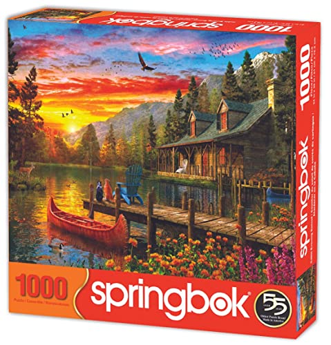 Springbok's 1000 Piece Jigsaw Puzzle Cabin Evening Sunset - Made in USA