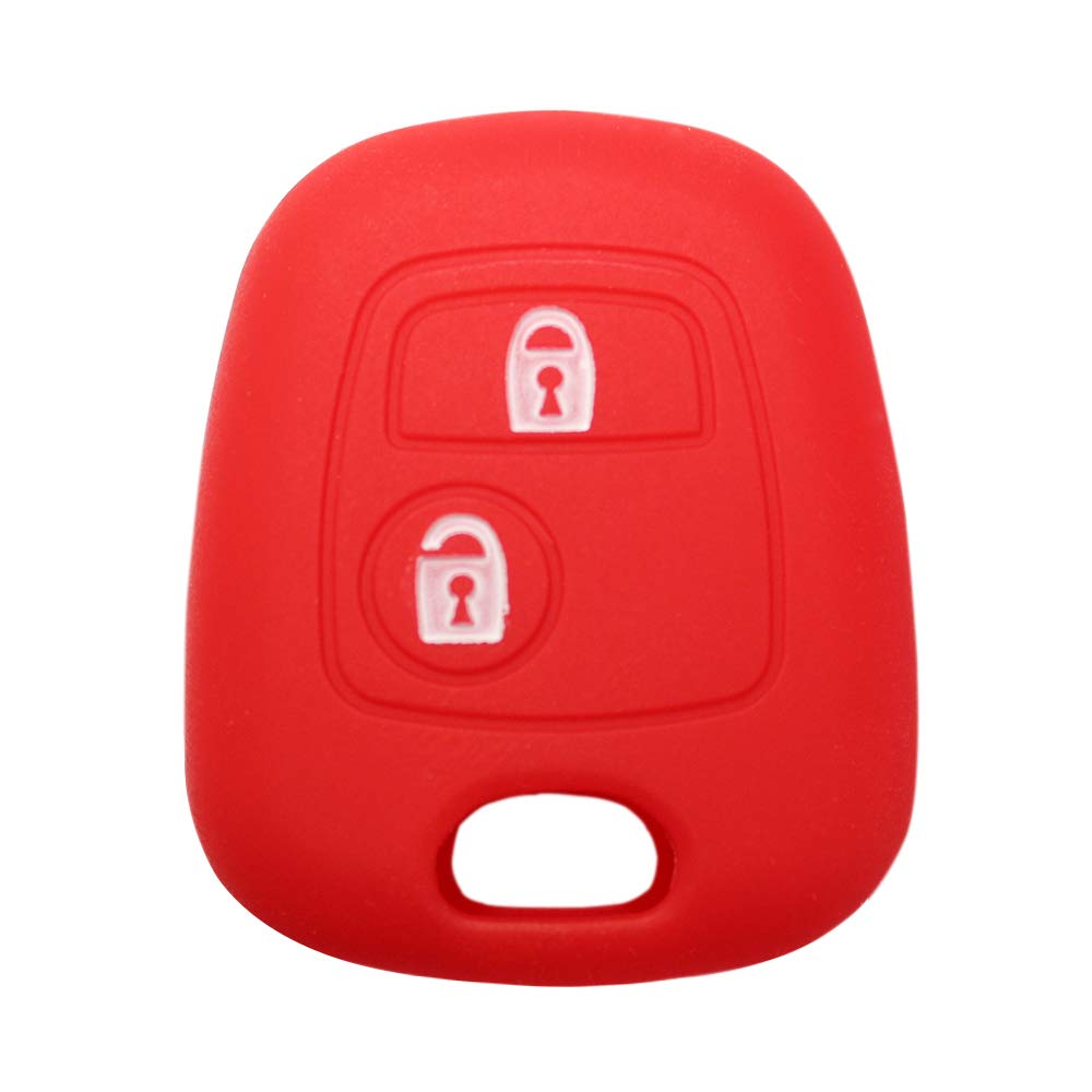YLC Silicone Car Key Protection Case/Car Key Cover/Fob Holder/Cover Skin Jacket for Peugeot & Citroen 2 Buttons Remote Car Key(Red)