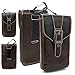 Coffee Universal Matte Premium Genuine Leather Multi-function Belt Loop Case Holster Carrying Bag Pouch Two Pockets Inside With Metal Buckle Out Size 17.5x10.5x2.5 CM