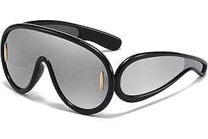 AWGSEE Trendy Wave Mask Sunglasses for Women Men Oversized Shield Sun Glasses Fashion Designer Style