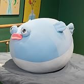 OPHRBU 20-inch Blue Puffer Fish Plush Pillow Soft Simulation Toy Gift | simulation pufferfish plush toy, birthday holiday Christmas gift for girls boys adults blue