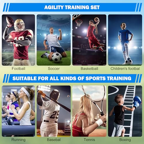 Kezidhp Cinesini for Football Training, Football Training and Cinesini – Complete Set with 6 m Coordination Ladder, 12 Chinese and Soccer Pitcher, Football Fans