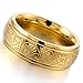 INBLUE Men's 7mm Stainless Steel Ring Band Gold Tone Engraved Florentine Design