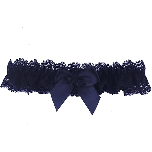 navy blue garter belt Light Blue Lily Embroidery Garter Belt main image 1