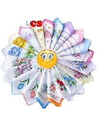 LACS Ladies Vintage Floral Handkerchiefs Wedding Party Cotton Hankies Pack