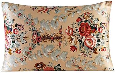 Natural Silk Pillowcase - New 100% Nature Mulberry Floral Silk Pillowcase Zipper Pillowcases Pillow case for Healthy Standard Queen King (21, King)
