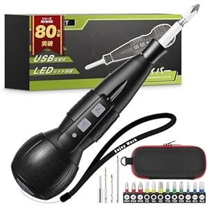 【Amazon.co.jp限定】 Yacooda 電動ドライバー 小型 軽量 充電式ドライバー 1800mAh ブラック GL-08