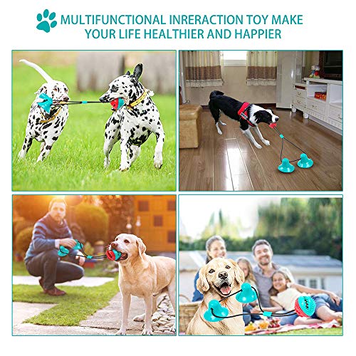 shuny Double Suction Cup Dog Chew Toy Tug of War Rope Toys for Aggressive Chewers Interactive Puppy Puzzle Toys Food Dispensing Toothbrush Teeth Cleaning Ball for Large Dogs