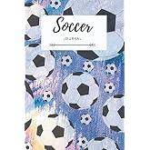 Soccer Journal: Blue Green Chalk 6 x 9 inch Blank Lined Notebook 100 Pages