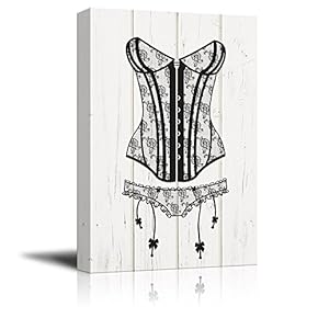 Canvas Wall Art - Sexy Woman Lingerie on Vintage Wooden Background - Giclee Print Gallery Wrap Modern Home Art Ready to Hang - 12x18 inches