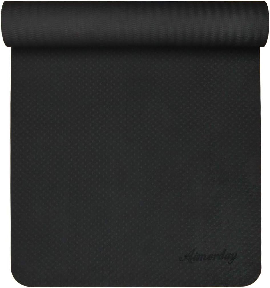 AIMERDAY Non Slip Yoga Mat Eco Friendly TPE Exercise Mat Premium Print 1/4 Inch Thick High Density Lightweight Pilates Mat with Carrying Strap for Floor Workout, Fitness & Hot Yoga 72" x 24"
