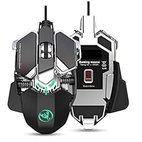 HLKYB 6400 DPI 9 Buttons LED Optical USB Wired Mechanical Gaming Mouse, Programmable Gaming Mice for Pro Game Notebook, Laptop, PC, MacBook, Computer,Black